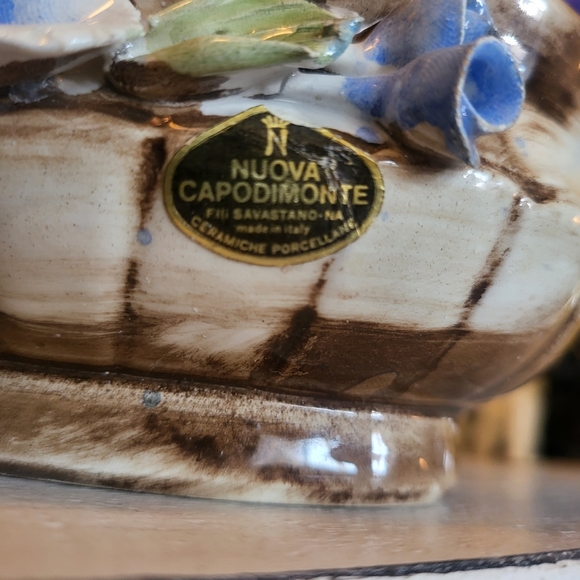 Vtg Capodimonte Italian Porcelain Floral Oval Dish - Picture 2 of 3